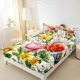 thumbnail image 4 of jejeloiu Retro Rustic Flower Twin Sheet Sets,Cute Daisy Floral Twin Fitted Sheet,Green Yellow Pink Flat Sheet For Girls Kids,Super Cozy Room Decor,3 Pieces, 4 of 7