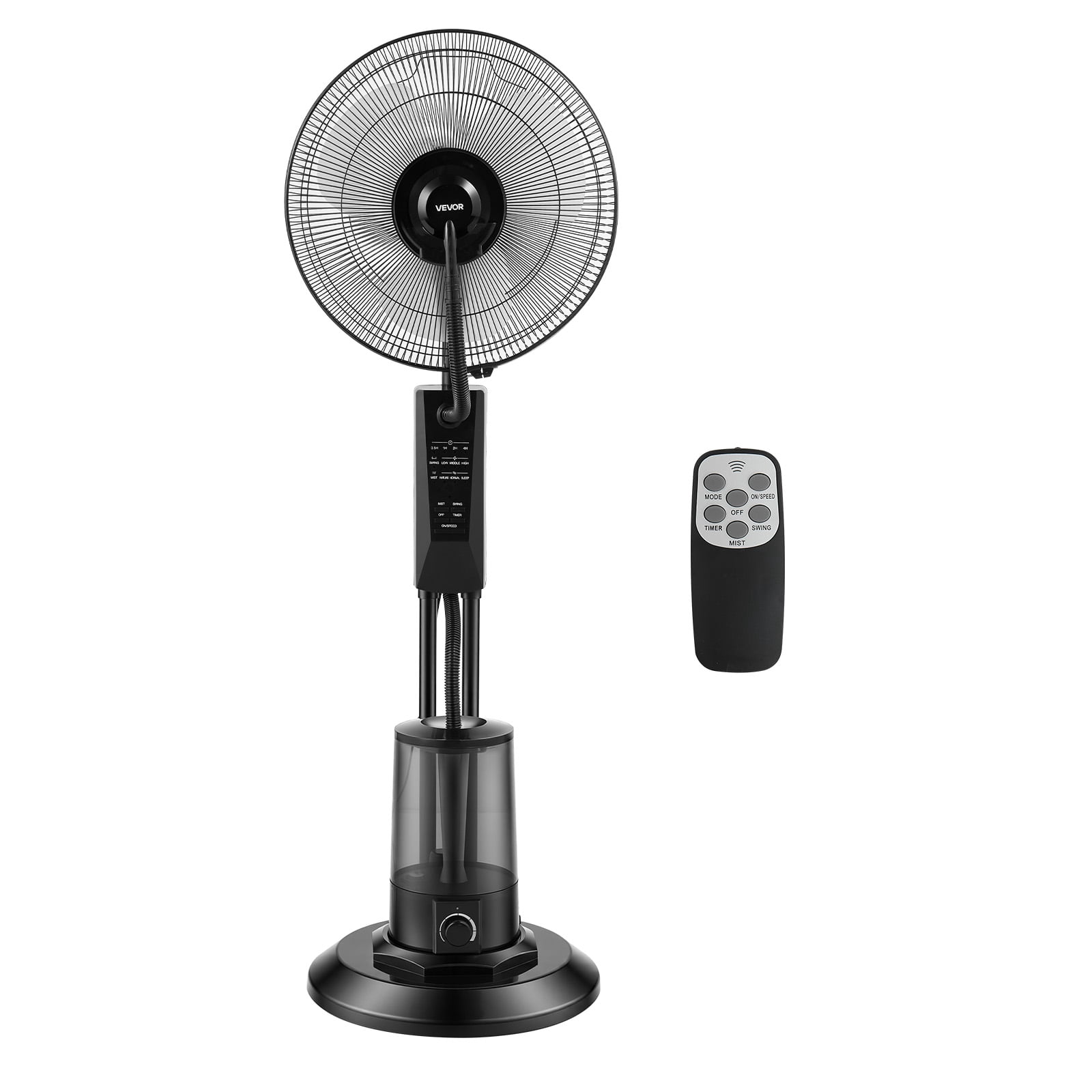 VEVOR Misting Fan, 3 Wind Speeds Misting Standing Fan, Mister Cooling Fans with 0.79 gal Water Tank, Remote & Panel Control, Water Cooling Fans for Indoor, Outdoor, Garage, Patio, Living Room,3 Modes