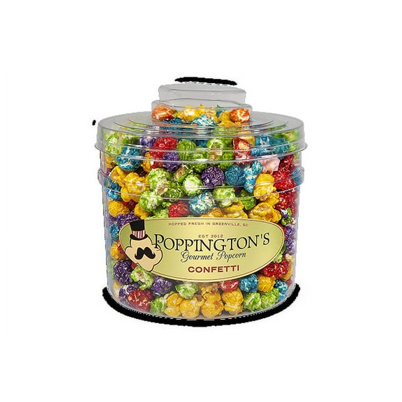 Poppington's Gourmet Popcorn Rainbow Confetti Candy Popcorn with Free Scoop