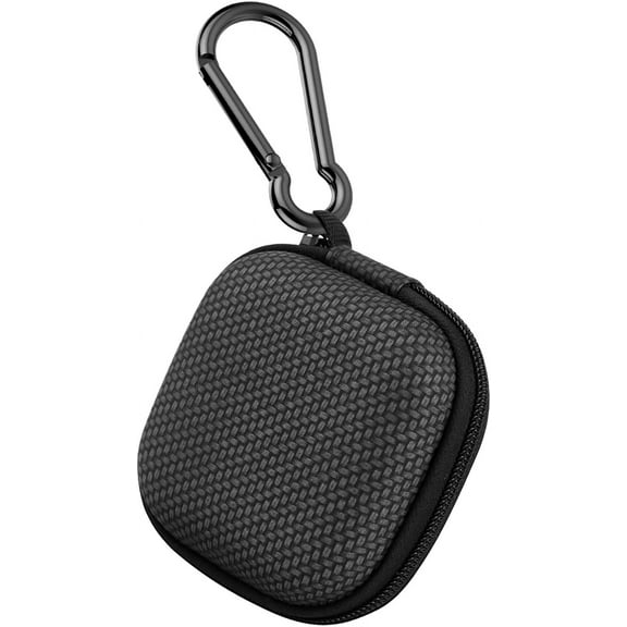 Earbud Case Hard EVA Earphone Carrying Case Cell Phone Accessories Storage Bag with Carabiner for Airpods Headset Earphone Flash Drive Charging Cable Key Wall Charger USB Adapter Cable (Black 1Pack)