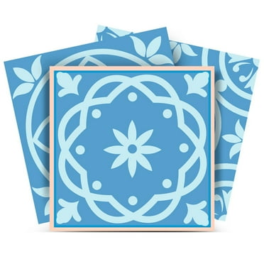 HomeRoots 5" X 5" Ocean Blue Mosaic Peel And Stick Removable Tiles