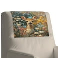thumbnail image 4 of SCRAWLGOD Sika Deer Daisy Floral Butterfly Print Non Slip Headrest Cover for Furniture Slipcovers, 1 Piece PU Headrest Protector for Recline Chair, Theater Seat Cover for Home 17x27 in, 4 of 7