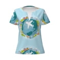 thumbnail image 4 of Wukai Dreaming Travel Casual V-Neck Graphic Tees for Women: Lightweight and Breathable Summer Tops with Stylish Design-Small, 4 of 8