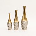 thumbnail image 2 of Decorative Sleek Metallic Aluminum Vases – Set of 3 Table Accents in Gold & Nickel Finish, 2 of 5