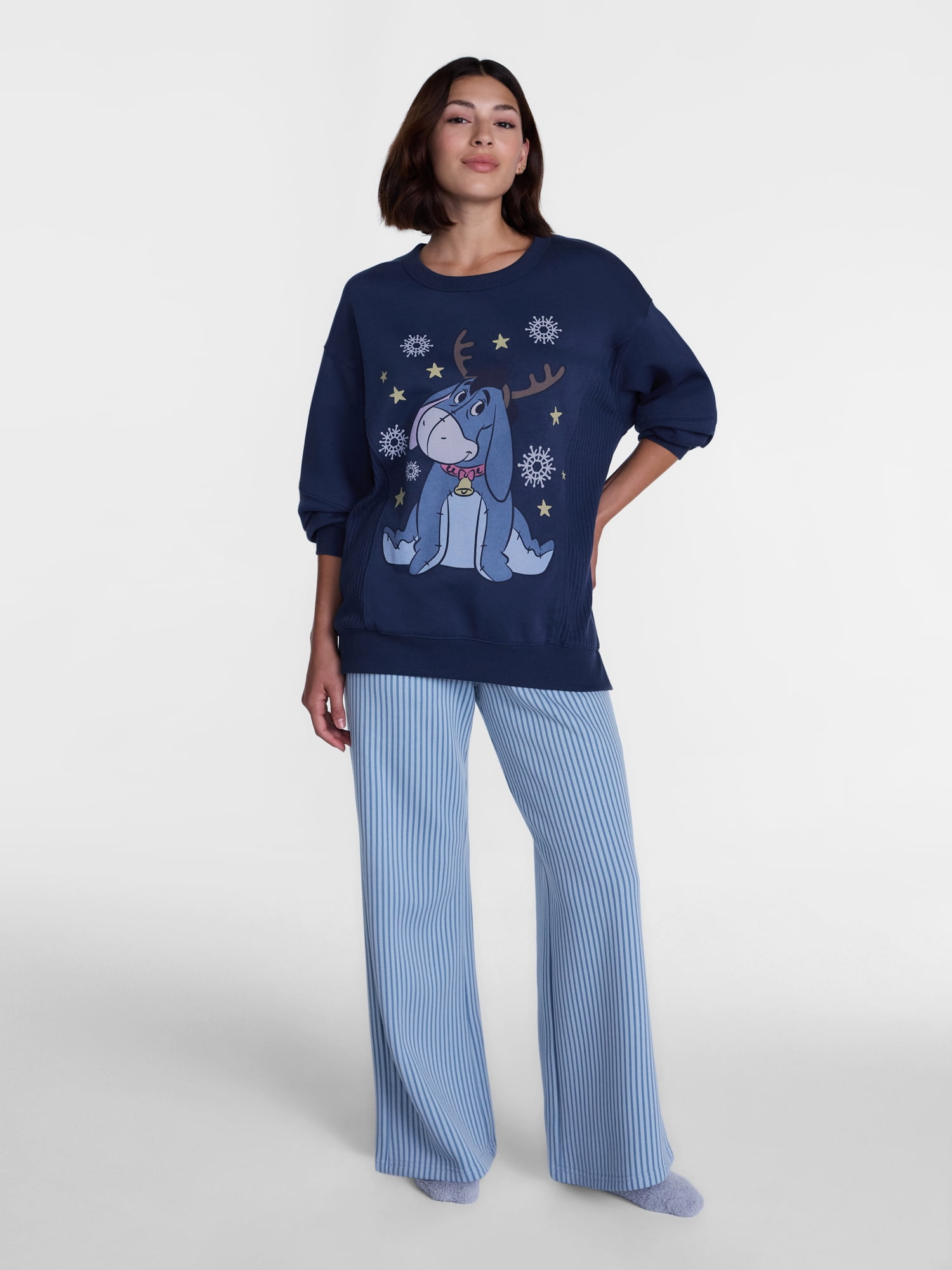 Winnie The Pooh Women's Eeyore Graphic Sleep Top with Long Sleeves, Sizes XS-3XL