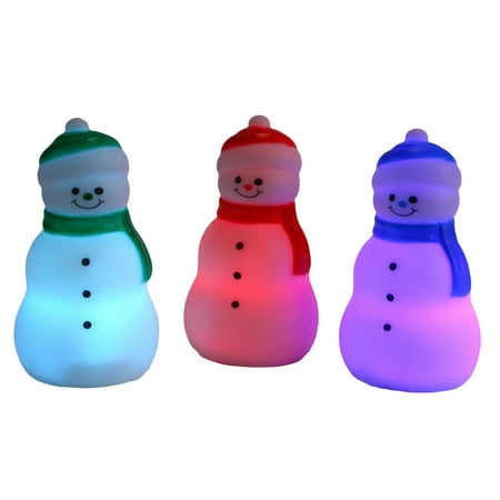 Color Change Led Light Up Snowmen Christmas Table Decorations 3 5