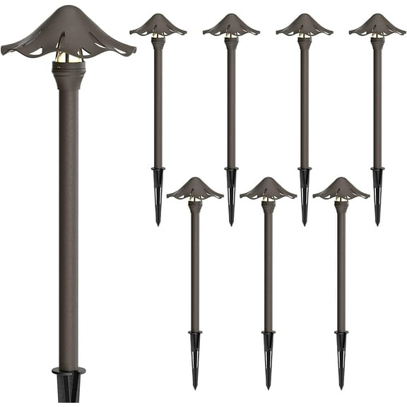 GOODSMANN Low Voltage Landscape Lights Landscape Lighting 8PK 3W LED 180 Lumen Outdoor Path Lights Warm White 12V AC with Metal Stake Cable Connector 9128-21301-08A