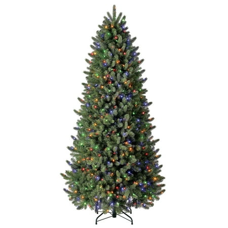 Evergreen Classics 7.5 ft Pre-Lit Vermont Spruce Quick Set Artificial Christmas Tree, Remote-Controlled Color-Changing LED Lights, Green (B01CS93S6I)