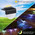 thumbnail image 3 of Luces solares para escaleras de terraza al aire libre, 4 luces para escalones de jardín con energía solar, impermeables, blanco cálido/cambio de color, 2 modos Feliz Sencillez, 3 of 5