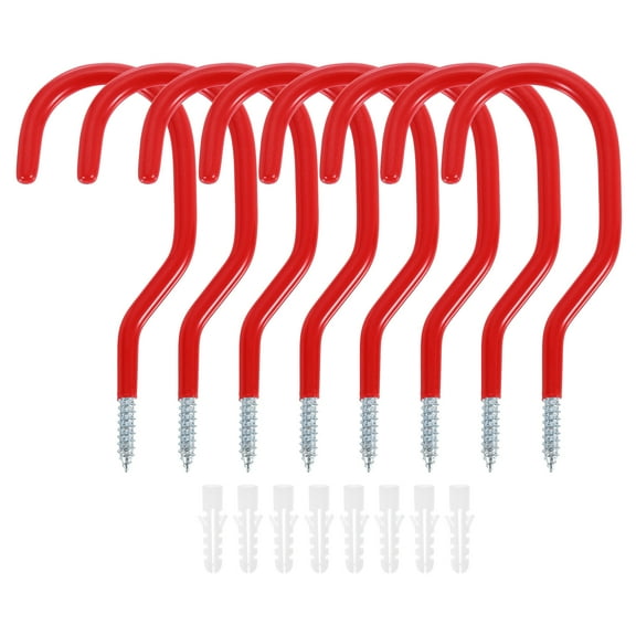 Uxcell 8 Pack 5.91" Heavy Duty Bike Hooks Bicycle Screw Hooks Bike Hangers Utility Tool Hanger for Garage Wall Ceiling Bicycle Storage Red
