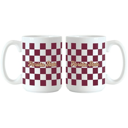 Florida State Seminoles 2-Pack 15oz. Checkered Wordmark Mug Set