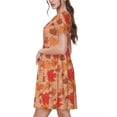 thumbnail image 2 of Lsque Yellow And Red Maple Leaves Print Women's Casual Dress T-Shirt Summer Short Sleeve Scoop Neck Swing Dresses, 2 of 6