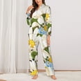 thumbnail image 3 of Kll Bees Collecting Nectar Print Women'S Long Sleeve Pajamas With Pants Sleepwear Loungewear 2 Set-Small, 3 of 9