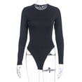 thumbnail image 2 of Women Fashion Long Sleeve Bodysuit Romper One-Piece Body Bodysuits, 2 of 2