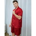 thumbnail image 1 of LONXU Men's Pajamas Short Sleeve Silk Satin Luxury Drawstring Nightwear Sets S - XXXXL, 1 of 4