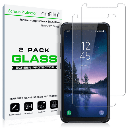 Samsung Galaxy S8 Active amFilm Premium Tempered Glass Screen Protector (2