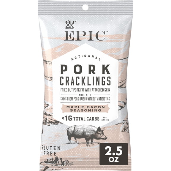 EPIC Maple Bacon Seasoning Pork Cracklings, Keto and Paleo Friendly, Protein Snack, 2.5 oz