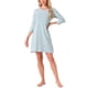 thumbnail image 2 of INSPIRAR CHIC Ropa de dormir para mujeres, vestido de noche de algodón a rayas con mangas 3/4, cuello redondo, midi, color contrastante, suave, talla XS, verde, 2 of 6