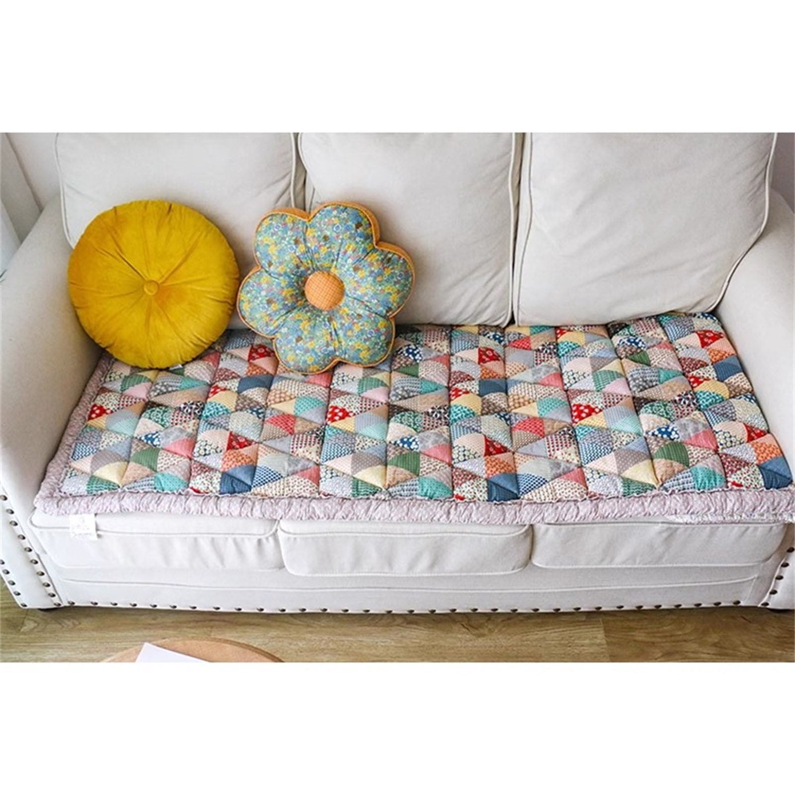 Hiroekza Funny Couch Cover Garden Cotton Protective Couch Cover Plaid Sofa Cover Seat Cushion Home Essentials Plaid Cream-Coloured