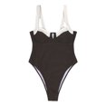 thumbnail image 1 of Swimsuit Women One Piece en V Cutestado Modesto Patchwork Bikini Set (L), 1 of 9