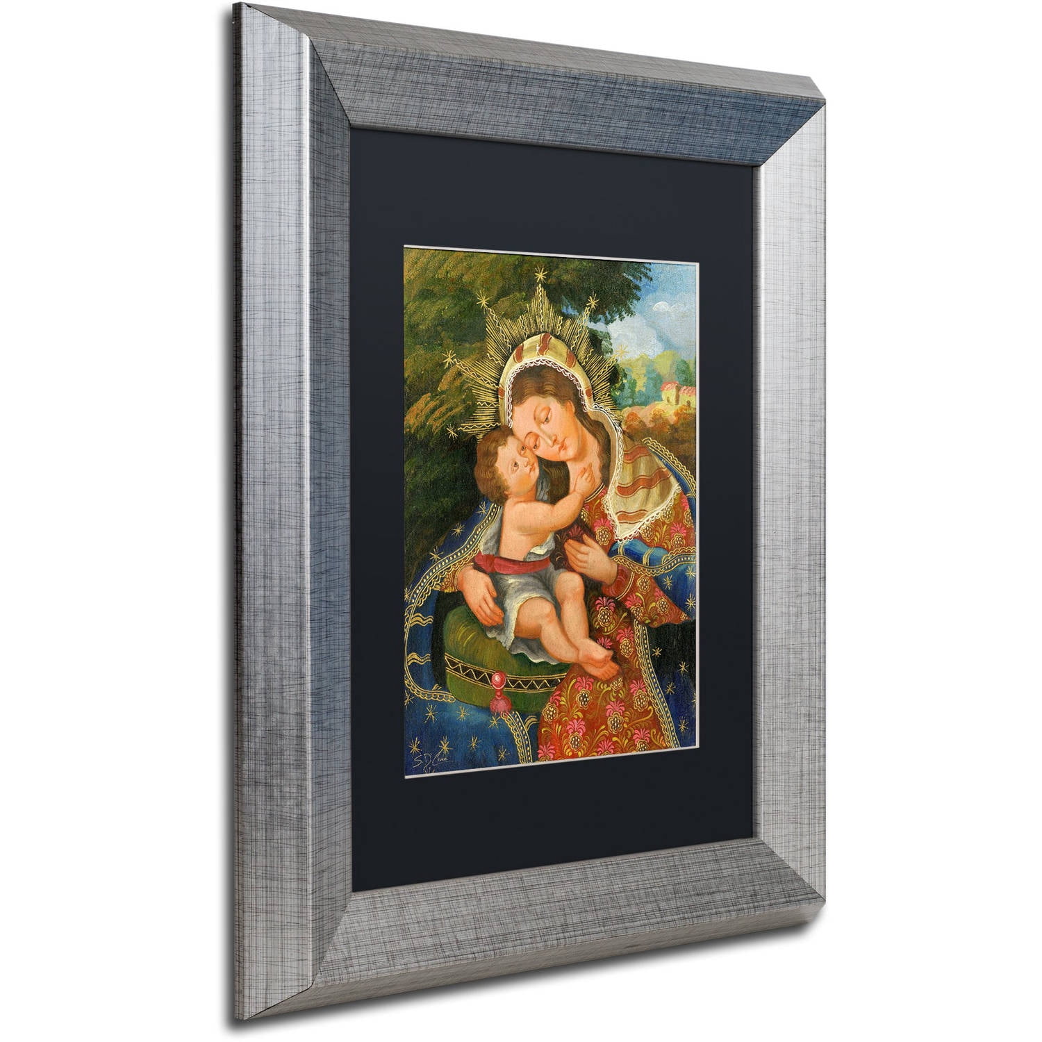 Trademark Fine Art "The Virgin and Son III" Canvas Art by Masters Fine Art, Black Matte, Silver Frame