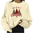 thumbnail image 2 of Chandail Contigoes pour Femmes, Mode de Noël pour Femmes Décontractée à Imprimé, Col Rond, Manches Longues Amples, Hauts Courts, Blouse, Chandails Sans Capuchon, 2 of 4