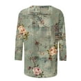 thumbnail image 4 of Dyegold 3/4 Sleeve Tops For Women Summer Round Neck Dressy Casual Vintage Floral Print Shirts Plus Size Trendy Blouses Tunic, 4 of 5