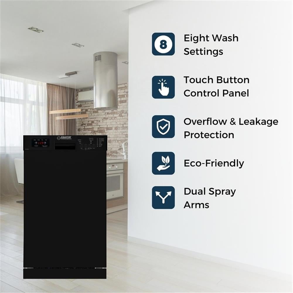 Pemberly Row 18" Built-in Dishwasher 10 Place 8 Wash 1/2Load Sensor Wash 110V