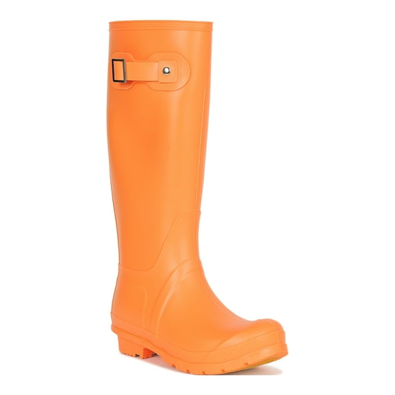Women Side Buckle Knee High Rubber Rain Boot 18972