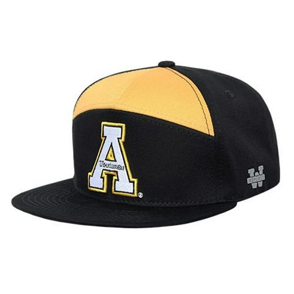 W Republic Apparel 1026-104-BLK Appalachian State 7 Panel College Cap, Black