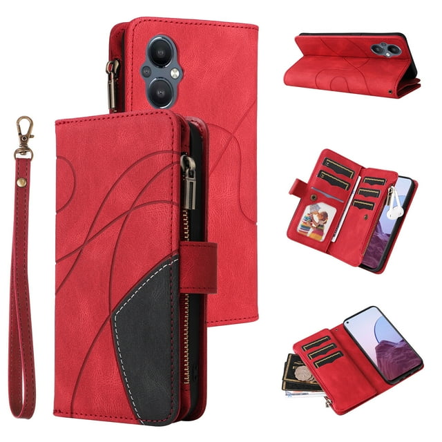 Compatible with OnePlus Nord N20 5G Wallet Case with Card Slots PU Leather Zipper Flip Folio Cover