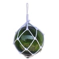 thumbnail image 5 of Handcrafted Decor 12 Light Blue Glass - Old Light Blue Japanese Glass Ball Fishing Float with Brown Netting Decoration- 12 in., 5 of 7