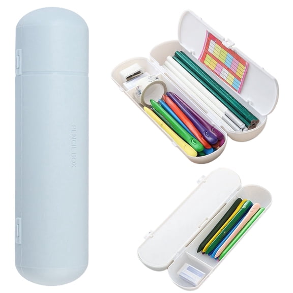 Light Blue Large Capacity Double Layer Pencil Case Hard Shell Pencil Box Organizer with Compartments Aesthetic School Supplies Storage Pouch for Kids Students