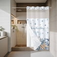 thumbnail image 4 of Blue Ocean No Hook Shower Curtain with Snap in Liner Seas The Day Waterproof Bathroom Shower Curtain with See Through Top Window for Bathtub 54" x 78", 4 of 9