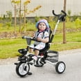 thumbnail image 2 of 6-In-1 Kids Baby Stroller Tricycle Detachable Learning Toy Bike w/ Canopy Gray, 2 of 7