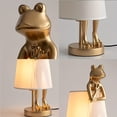 thumbnail image 5 of Frog Table Lamp, 12W E12 Base Candelabra Light Bulb, 3-Way Color Changing Warm, Cool, Daylight, Resin & Metal & PVC Material, Black Desk Lamp for Bedroom, Room Decor[Golden], 5 of 8
