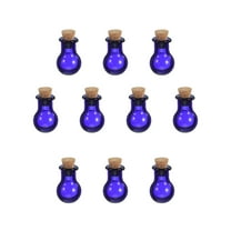 Uxcell 10 Pcs Mini Glass Bottles Pendants, 0.01oz/0.5ml Ball Shaped Small Glass Jars with Cork Stoppers Wishing Bottles for DIY Crafts Party Wedding Decor Favors, Blue