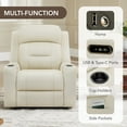 thumbnail image 4 of Spruce & Spring Lay-Flat Genuine Leather Power Recliner Chair with Headrest, Cream, 4 of 9
