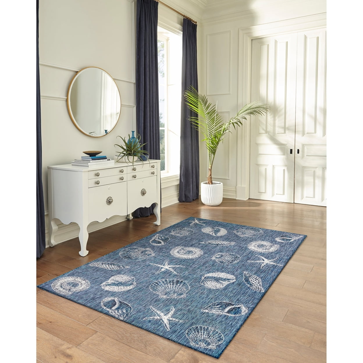 Liora Manne Carmel Shells Indoor Outdoor Area Rug Navy
