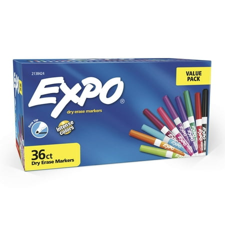 Expo Low Odor Fine Tip Dry Erase Markers Assorted Colors 36 Count