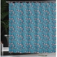 thumbnail image 3 of Ambesonne Floral Shower Curtain, Minimalist Flowers Brush Dot, 69"Wx84"L, Night Blue Salmon Teal, 3 of 4