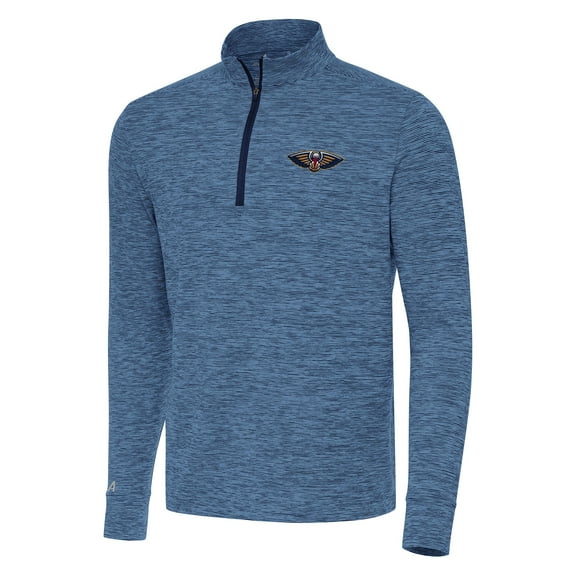 Men's Antigua Heather Navy New Orleans Pelicans Cause Quarter-Zip Top