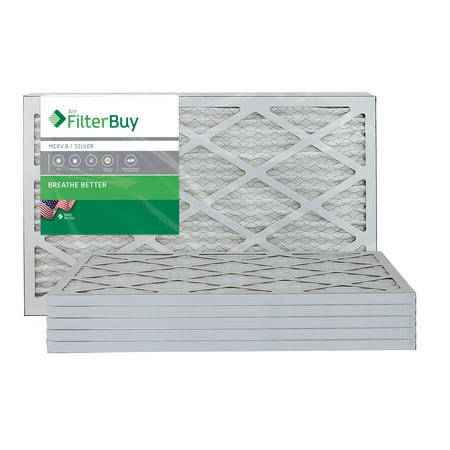 AFB Silver MERV 8 16x20x1 Pleated AC Furnace Air Filter. Pack of 6 Filters. 100% produced in the