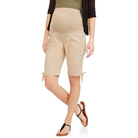 Oh! Mamma Maternity Over Belly Poplin Bermuda Shorts - Available in Plus