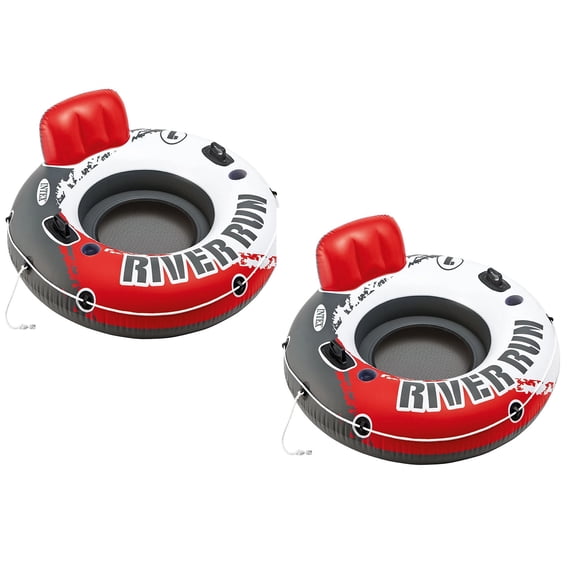 Intex Red River Run 1 Fire Edition Sport Lounge, Inflatable Water Float, 53" Diameter 2 Pack