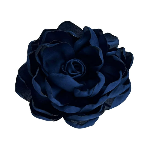 Broche de satén hecho a mano Fernando Broche de flores Azul profundo 10 cm