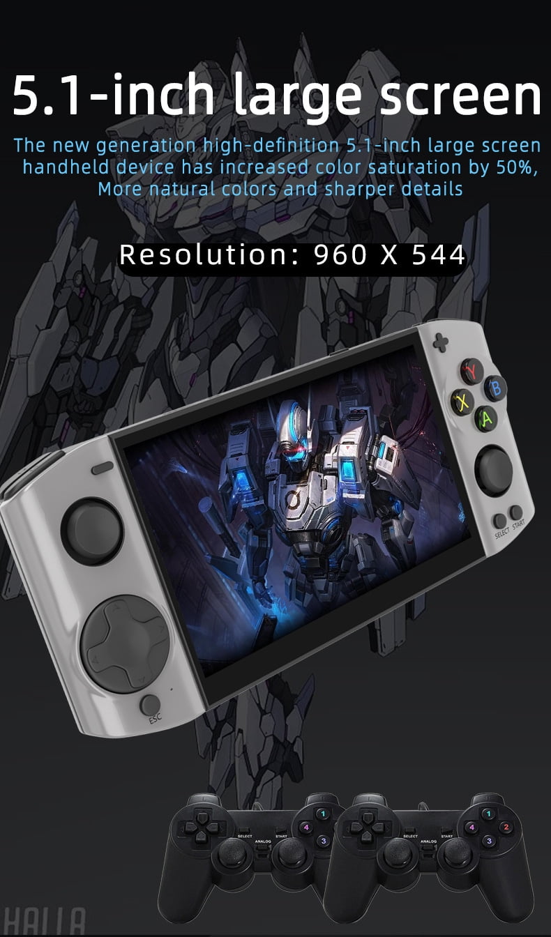 AILKIN Handheld Game Console with 5.1Inch Large Screen,64GB Expandable Handheld Game Console for Adult,Black