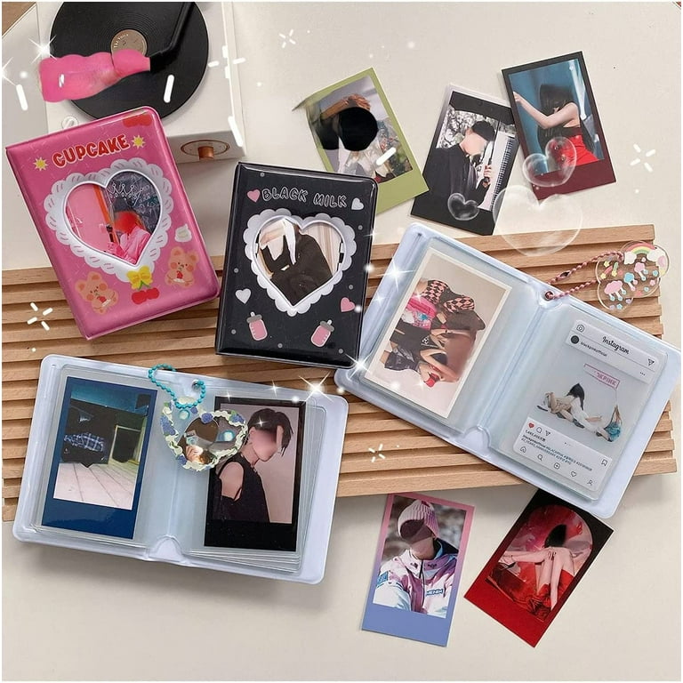 DanceeMangoos 3 Inch Kawaii Kpop Photocard Binder Cute Mini Idol Photo Album  Photocard Holder Aesthetic Card Binder, Photocard Sleeves 40 Pockets (Pink)  