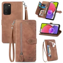 Flip Wallet Case for Compatible with Samsung Galaxy A03S Zipper Pocket Case with Card Holder Slot Magnetic Closure Lanyard Flip Cover Compatible with Samsung Galaxy A03S 6.5inch