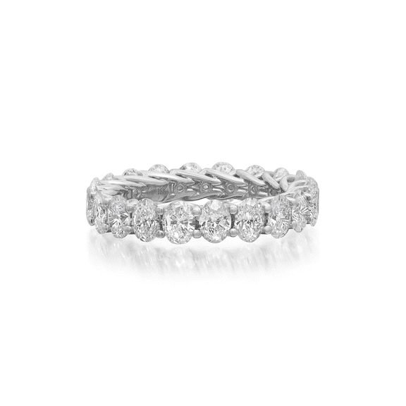 4.00Cttw Oval Cut Diamond Eternity Wedding Band Ring 18K White Gold Size 6